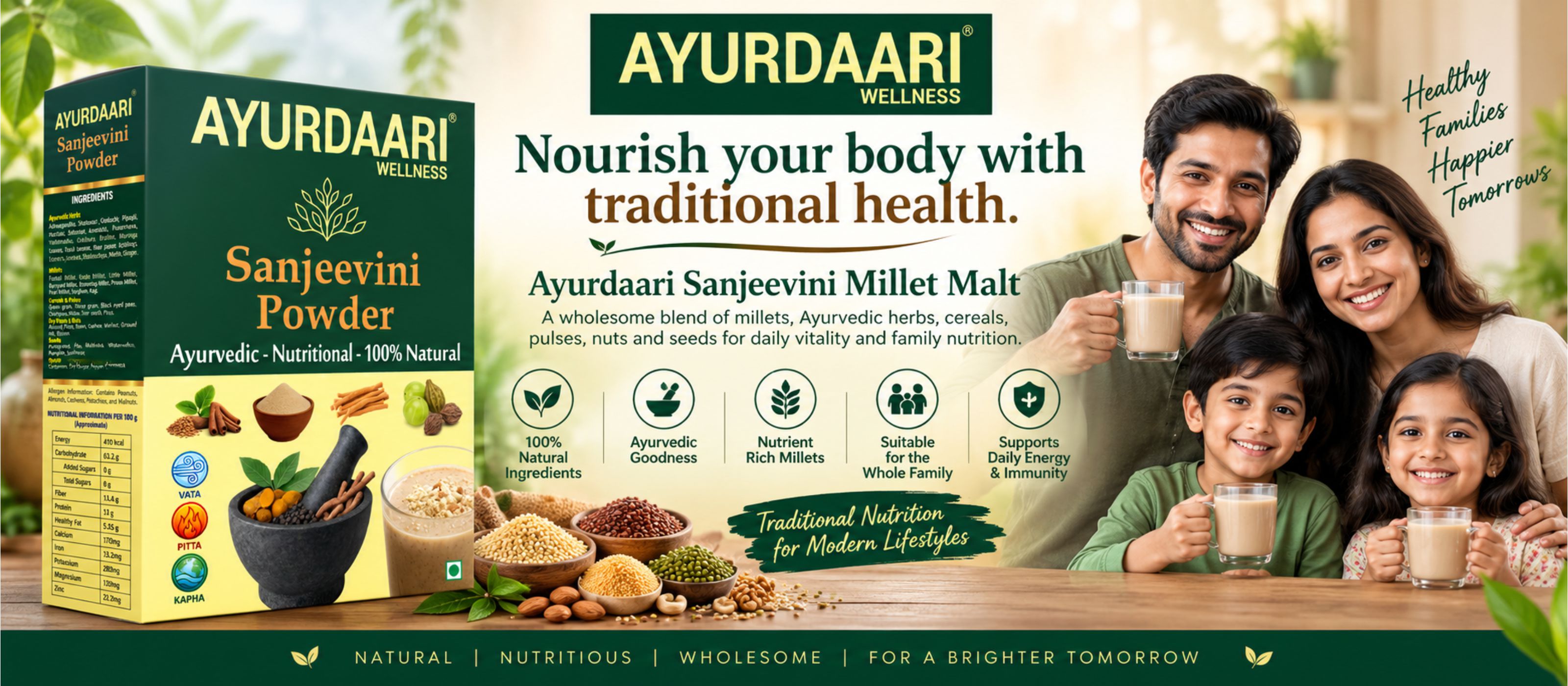 Ayurdaari Sanjeevini Millet Malt — Traditional Family Nutrition